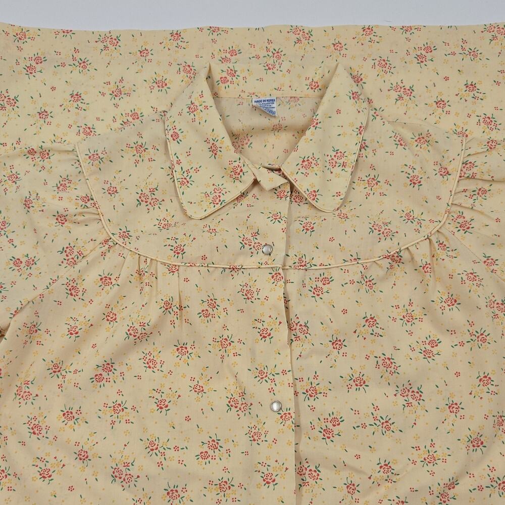 Vintage Grannycore Sears Floral Button-Front Collared House Coat M 12-14